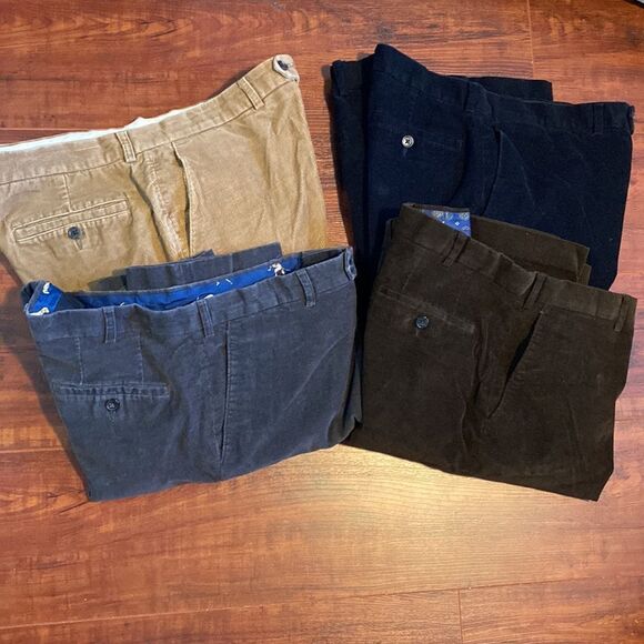 Lauren Bundle of 4 Pair Lauren Corduroy Flat Front Pants 36x30 Business Casual - Picture 4 of 12